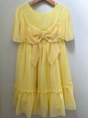 Patachou Girls' Yellow Dreamy Bow-Back Formal Dress